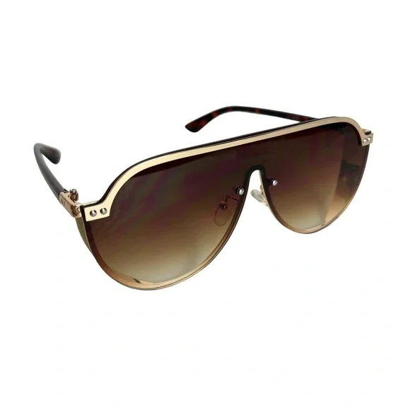 SUNGLASSES Fashion Gold & Brown Shades Sun Glasses Summer Beach Vacation - Picture 2 of 16